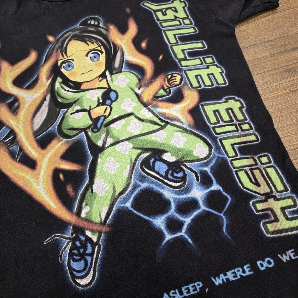 Billie Eilish Anime Flames Graphic TShirt Size S - Picture 7 of 11